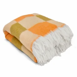 Pläd 'Audrey Check' 130x170cm - Beige/gul/orange