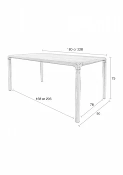 Bord 'Storm' 220x90cm - Svart