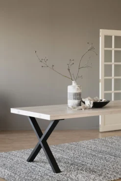 Matbord 'Brooklyn' 220x95cm - Vitpigmenterad/Svart X-ben