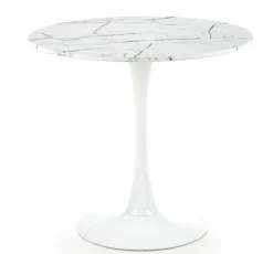 Matbord 'Lorca' Runt 80cm - Marmor/Vit