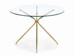 Matbord 'Rondo' Runt 110cm - Transparent/Guld