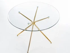 Matbord 'Rondo' Runt 110cm - Transparent/Guld