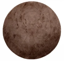 Rund matta 'Aranga Super Soft' - Mörk brun