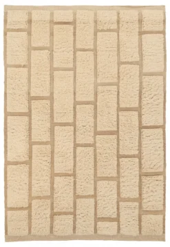 Ryamatta 'Leknes Handvävd Ull' - Beige