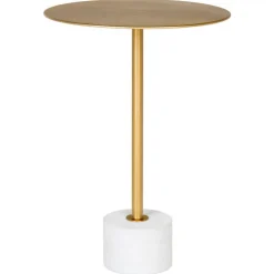 Sidobord 'Lecco' Runt 41cm - Marmor/Mässing