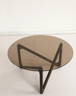 Soffbord 'Modica' Ø80 - Valnöt/Glas