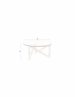 Soffbord 'Naia' Runt 80cm - Natur/Glas