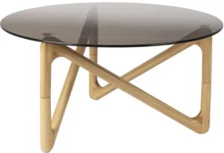 Soffbord 'Naia' Runt 80cm - Natur/Glas
