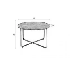 Soffbord 'Timpa' Runt 70cm  - Grön marmor/Guld