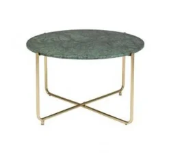 Soffbord 'Timpa' Runt 70cm  - Grön marmor/Guld