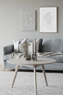 Soffbord 'Yumi' Runt 90cm - Vitpigmenterad ek