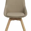 Stol 'Alison' Läder - Beige/ek