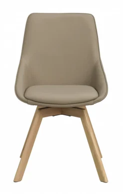 Stol 'Alison' Läder - Beige/ek