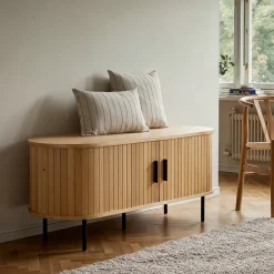 Tv bänk 'Holmvik' - Natur/Svart
