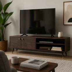 TV-bänk 'Prime' - Valnöt/Mässing
